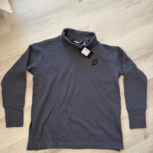 NWT Peloton Funnel Neck Pullover Sweatshirt Gray Fleece Lined USA Sz M